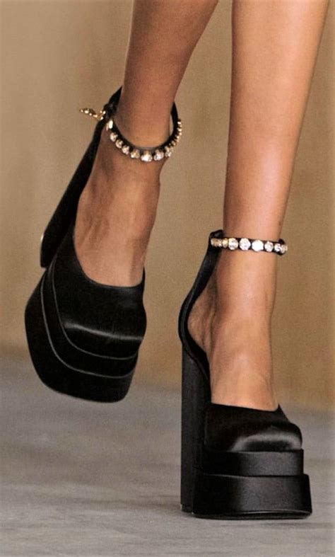 versace shoes grey|Versace chunky heels.